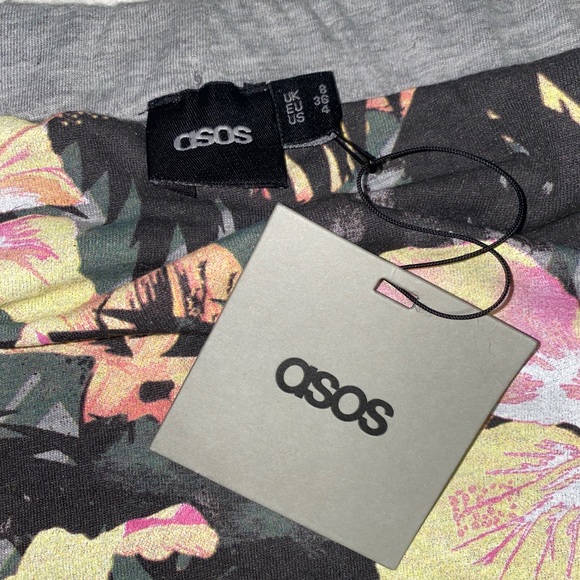 NWT! ASOS Hawaiian Floral Print Maxi Midi Pencil Skirt Size 8 Back Slit - Picture 3 of 9